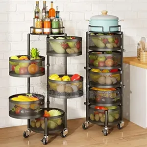 5 Tiers Rotating Trolley Storage Cart -Multipurpose Kitchen Shelf
