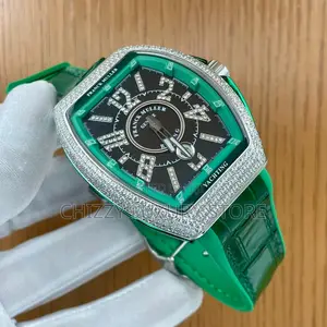 Franck Muller Quality Men Genuine Leather Iced Face Wristwatch