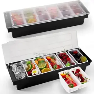 6 Compartment Chilled Garnish Condiment Dispenser Tray