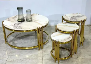 Marble Center Table With 3 Side Stool