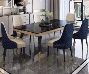 Unique Home Marble Top Dining Table With 6 Chairs