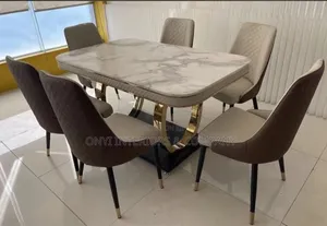 Ring Leg Marble Dining Table and 6 Chairs