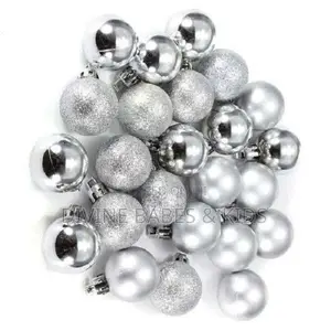 Ornament Glossy Christmas Ball-36pcs-Silver,Wine and Gold