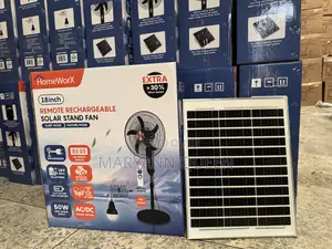 Homeworx 18” Solar Rechargeable Wall Fan With 18v 25w Solar Panel