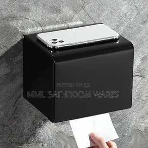 Sleek Black 304 Stainless Steel Tissue Holder