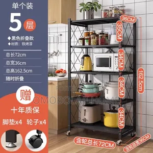 5 Tier Foldable Multipurpose Kitchen Rack With Wheels