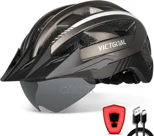Adult Bike Helmet With Rear Light Detachable Magnetic Goggle 57 -61cm