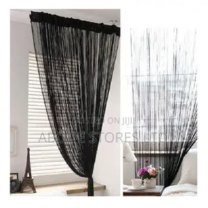 Tassel Room Divider Thread Curtain - Black