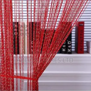 Tassel Room Divider Thread Curtain- Red