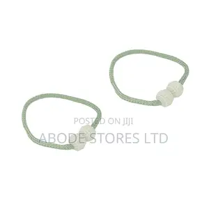 Faux Pearl Beads Weaving Rope Magnetic Curtain Tieback X 2 Green