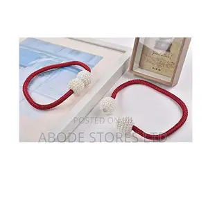 Faux Pearl Beads Weaving Rope Magnetic Curtain Tieback X 2 Red