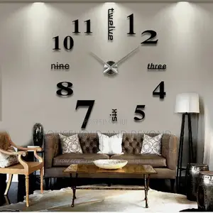 3d Diy Stick on Wall Clock Number and Word Design