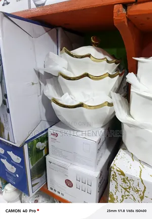 3 Set Ceramic Cookware With Gold Lining