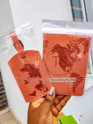 Map Patterned Rfid Blocking Passport Cover | W/Matching Luggage Tag