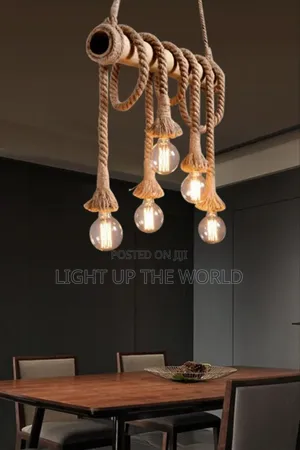 Wooden Drop Light With Vintage Rope