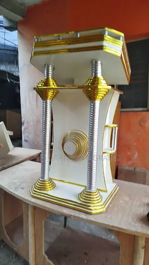 Church Pulpit With Silver And Gold Chrome