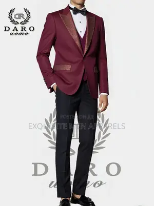 Classic Red Wine Daro Stone Tuxedo Men’S Suit
