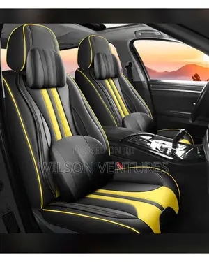 Yellow And Black Car Leather Seat Cover 5 Seater