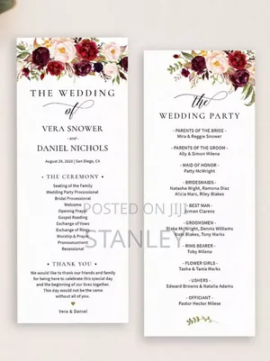 Wedding Reception Program