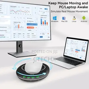Ultra Slim Mouse Jiggler, Mouse Mover With Timer Breathing Light