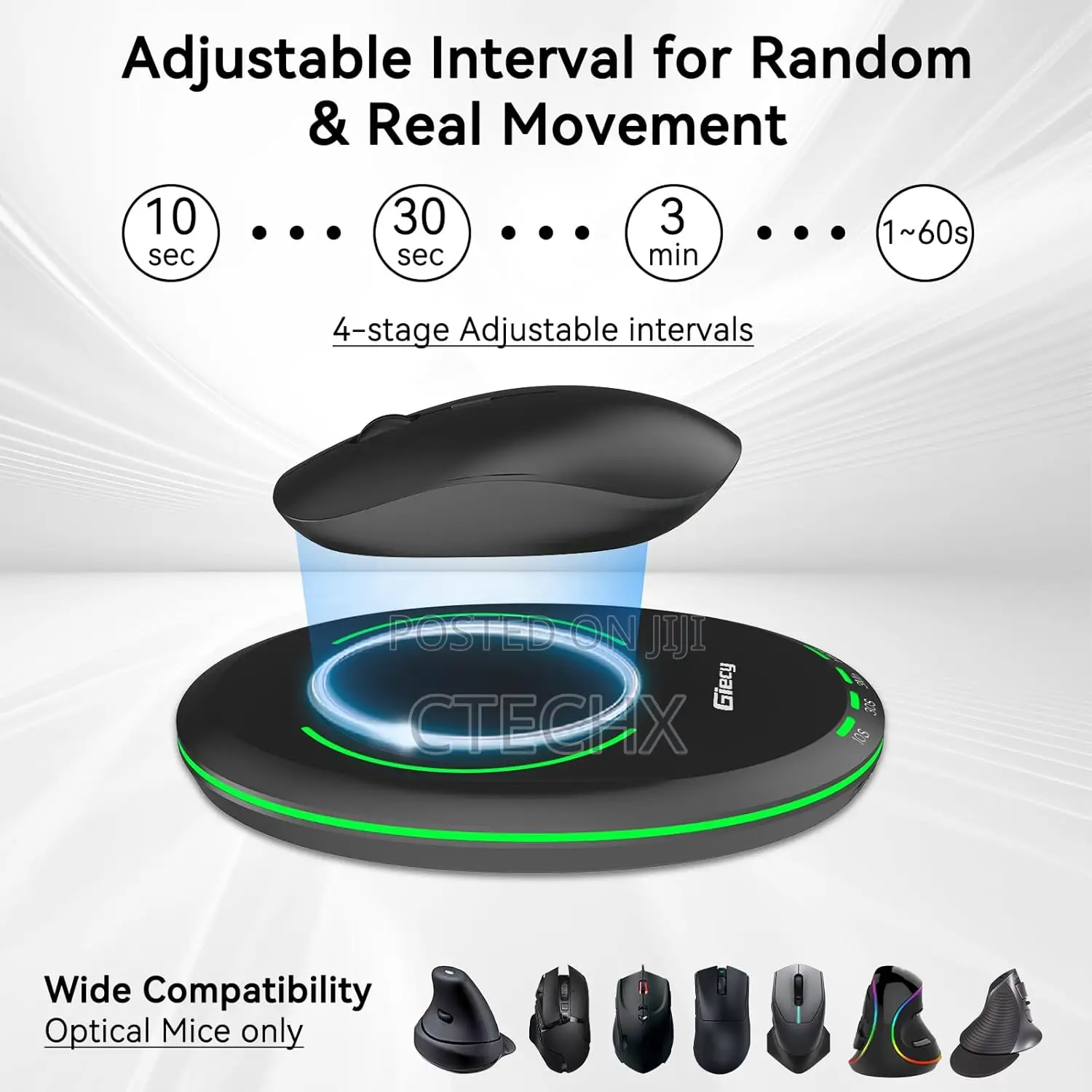 Ultra Slim Mouse Jiggler, Mouse Mover With Timer Breathing Light