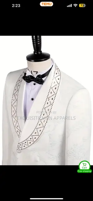 Designer Flower And Stone Double Breasted Tuxedo Men’S Suit