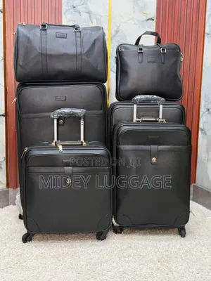 Set of 6 Leather Luggage Boxes