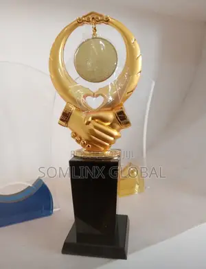 Gold Plaque, Handshake, Black