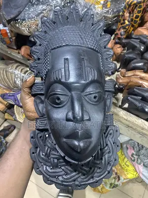 Authentic Benin African Mask Sculpture for Wall