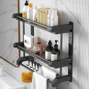 3 Steps Bathroom Shelves Multiple Towel Holder
