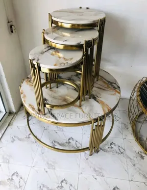 Marble Top Center Table With 3 Side Stools Full Set