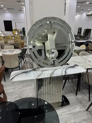 Console Marble Top Table With Mirror Full Set