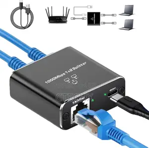 High-Speed Gigabit Ethernet Splitter 1 to 2. 1000mbps