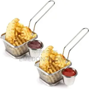 Stainless Steel Chips Basket With Sauce Bowl