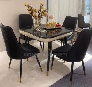 Classic Marble Dining Table Set of 4 Chairs