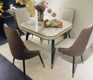 Classic Marble Dining Table Set of 4 Chairs