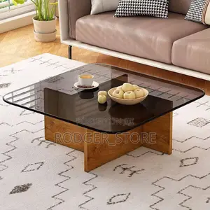 Glass Table With Wooden Leg
