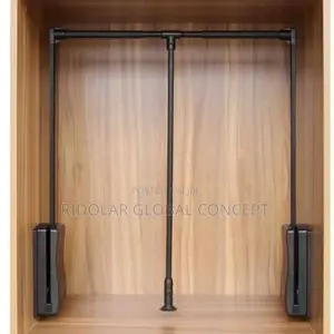 Built-in Pull Down Wardrobe Hanger Storage Black Silver