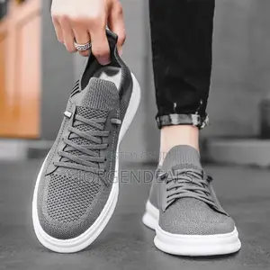Men's Breathable Mesh Casual Sports Sneakers - Grey.