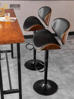 Classic Wooden and Leather Bar Stool