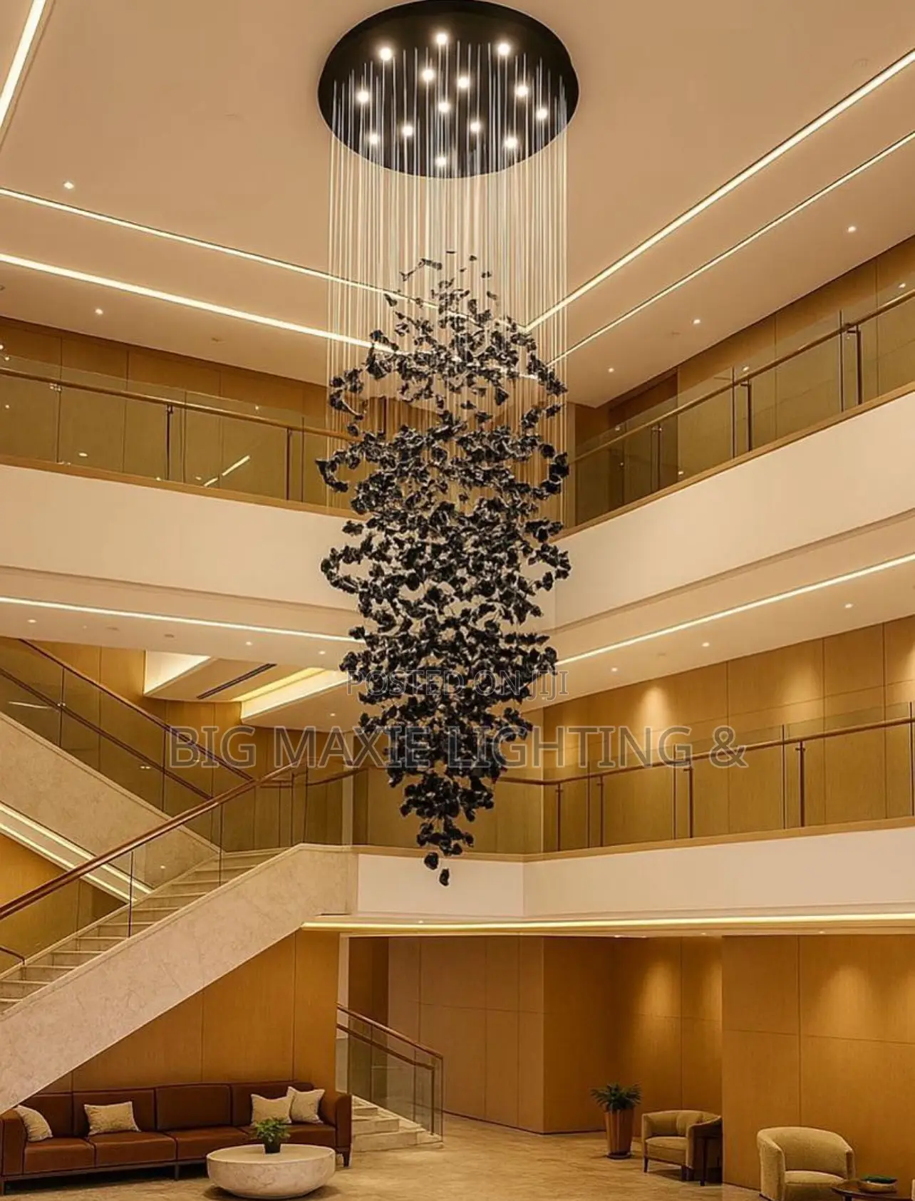 High Ceiling Stone Design Dropping Chandelier