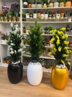 Artificial Plants In Fibre Vase