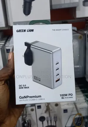 Green Lion Gan Premium Uk Plug Wall Charger 100w