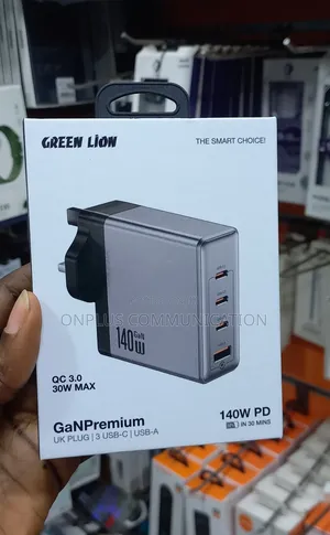 Green Lion Gan Premium Uk Plug Wall Charger 140w