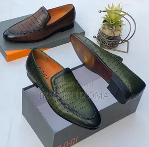 Green Color and Brown Leather Corporate Shoe