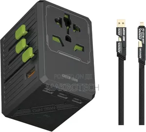 Green Lion Gan Adapter 35w, 6-in-1 Universal Travel Charger, 2 In 2