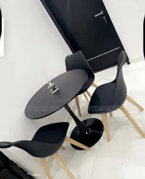 Mini Restaurant Table With Three Wooden Leg Chair