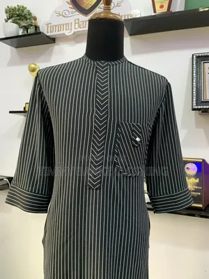 Black and White Stripe Men's Kaftan/Senatorial Wear