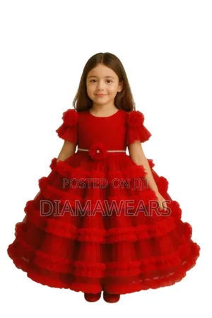 Red Luxury Unique Princess Kids Ball Gown