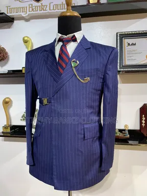 Tailor/Bespokemade Stripe Navy Blue Men's Suit
